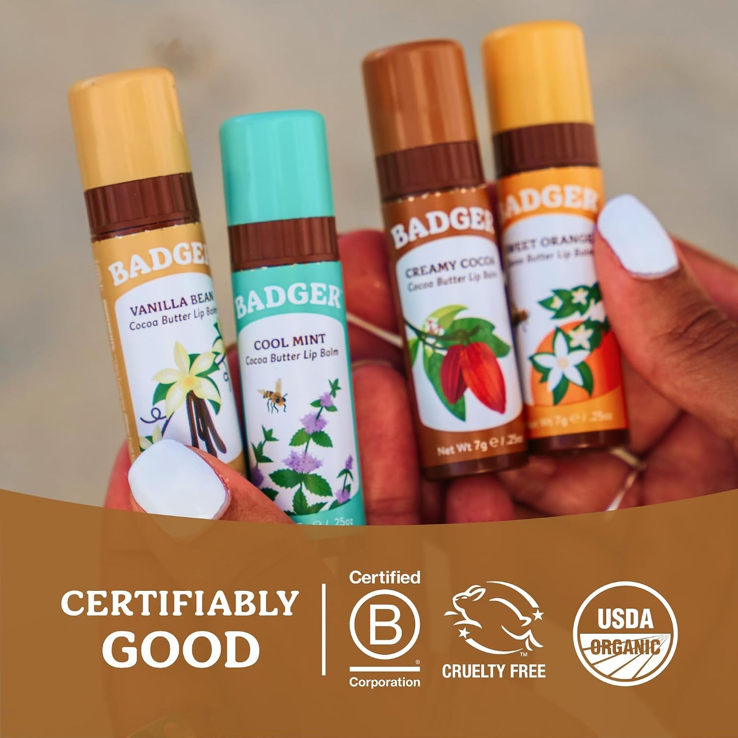 Badger Cocoa Butter Lip Balm Set - 4-pack
