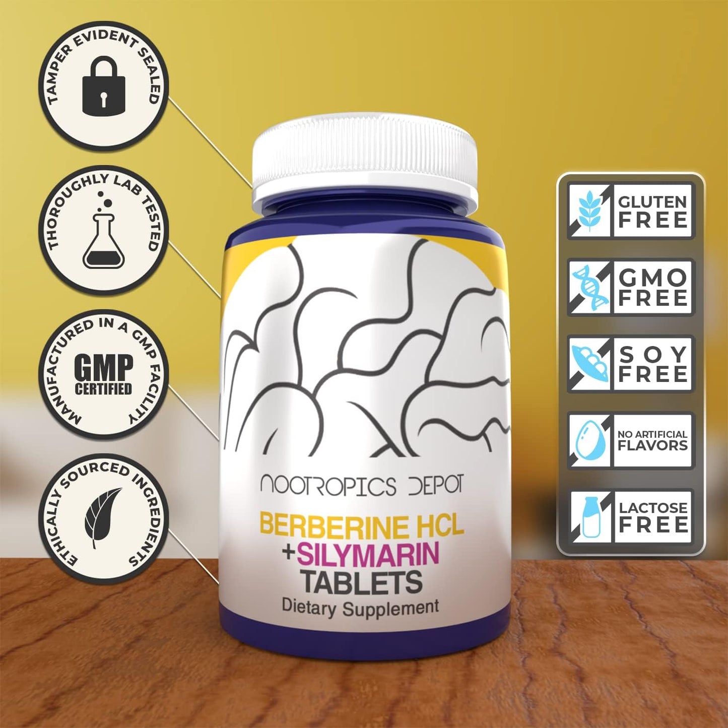 Nootropics Depot Berberine HCL + Silymarin 60 Tablets