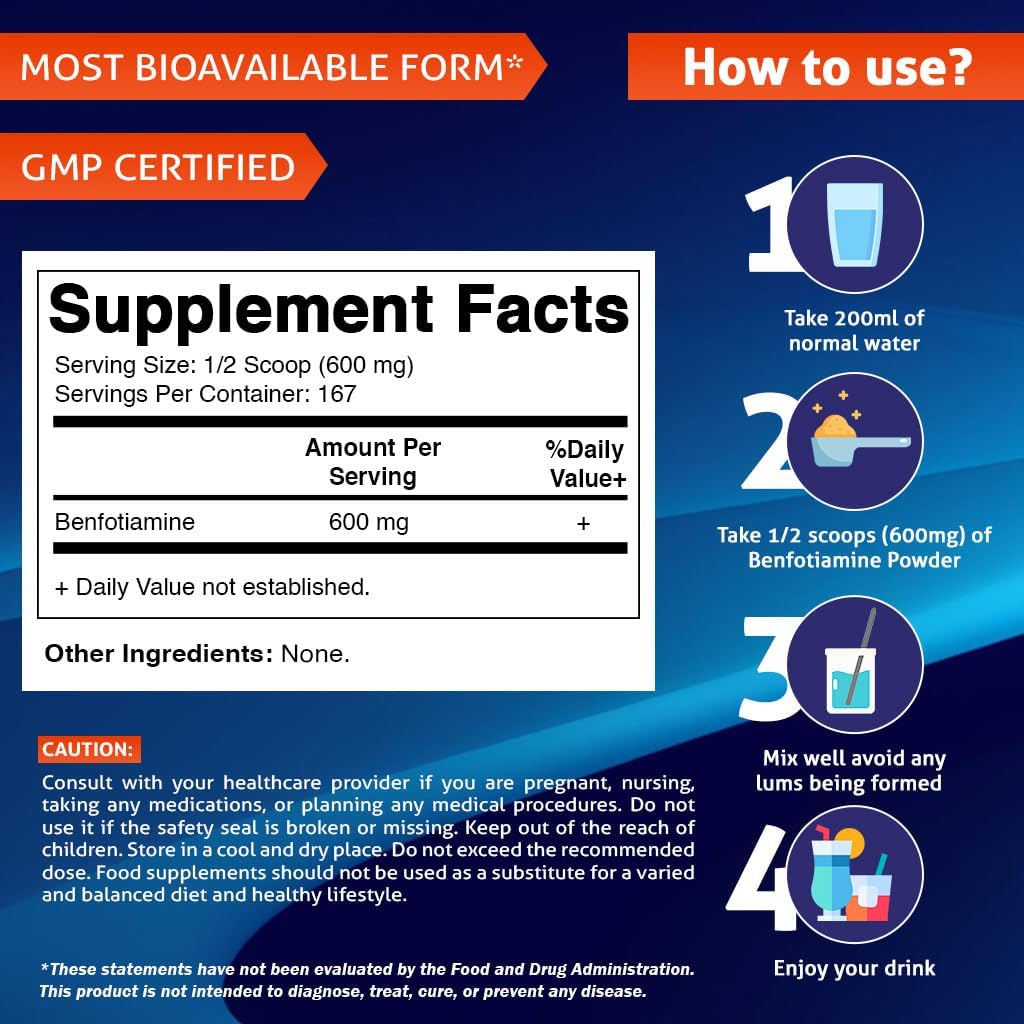 Vitamatic Benfotiamine Pure Powder 600 mg - 100 Grams