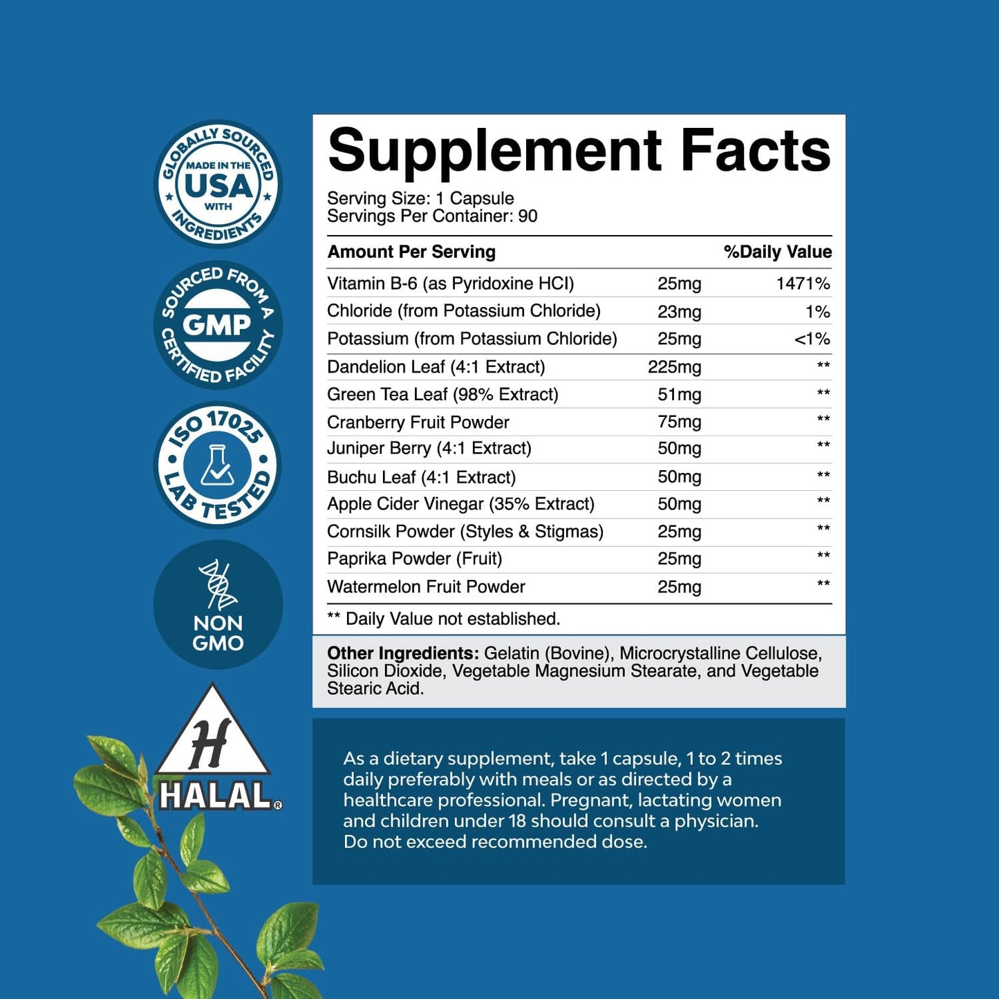 Water Away Pills Maximum Strength - Herbal Diuretic 90 capsules