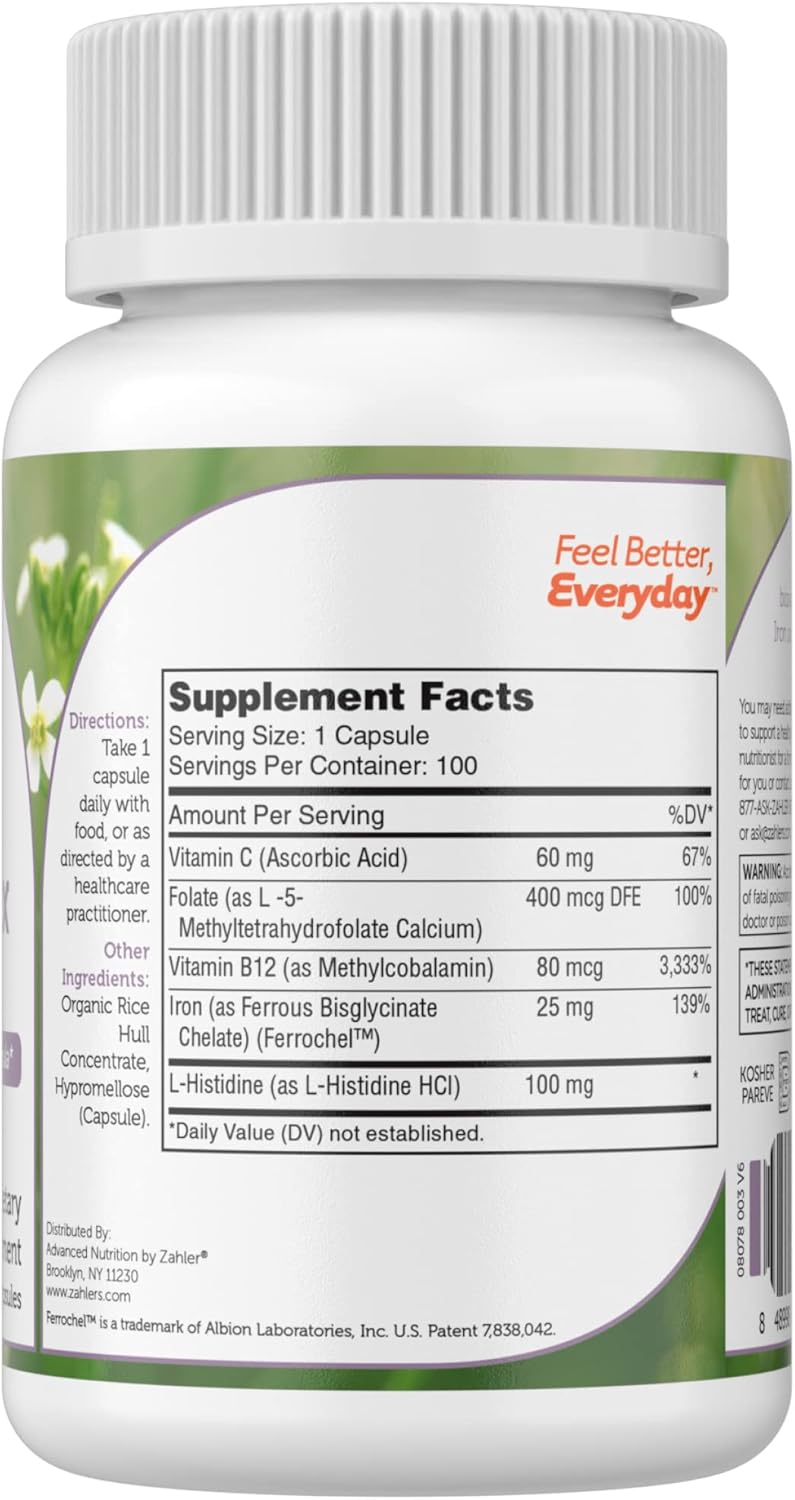 Zahler - Iron Supplement with Vitamin C - 100 Count