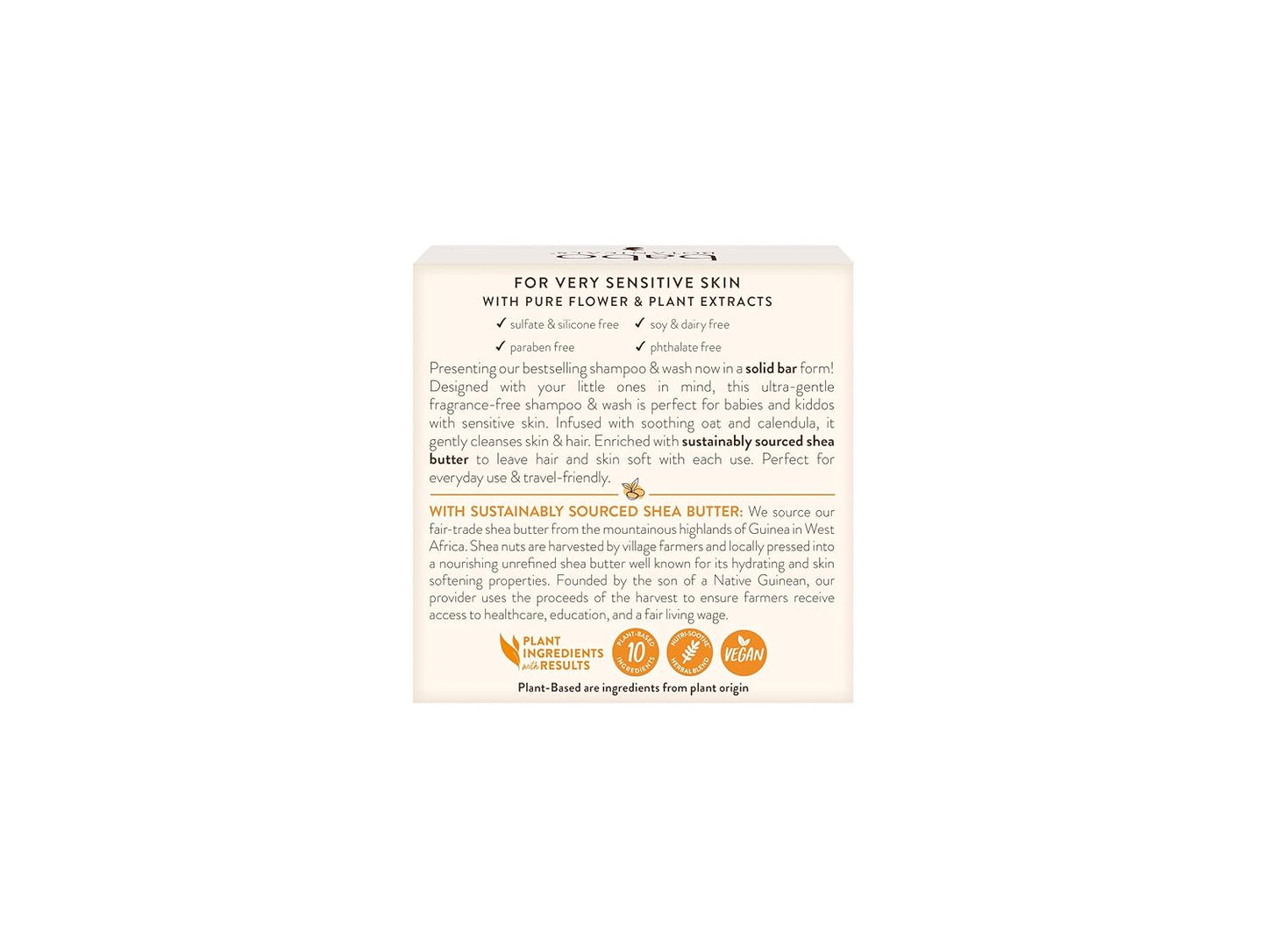 Babo Botanicals Sensitive Baby Fragrance-Free 2-in-1 Shampoo & Wash Bar 3.5 oz