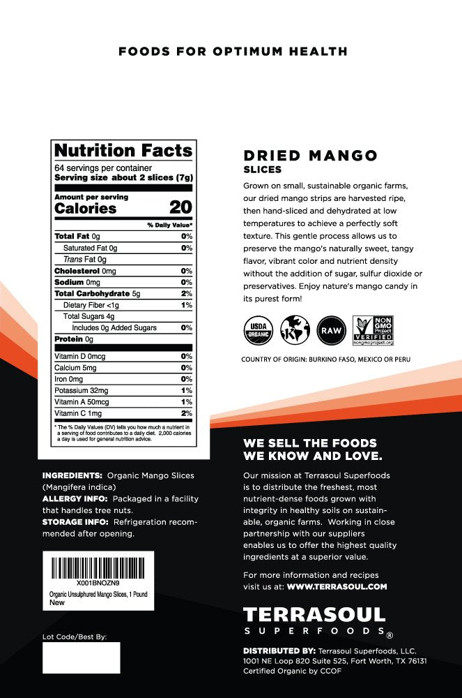 Terrasoul Superfoods Organic Dried Mango Slices
