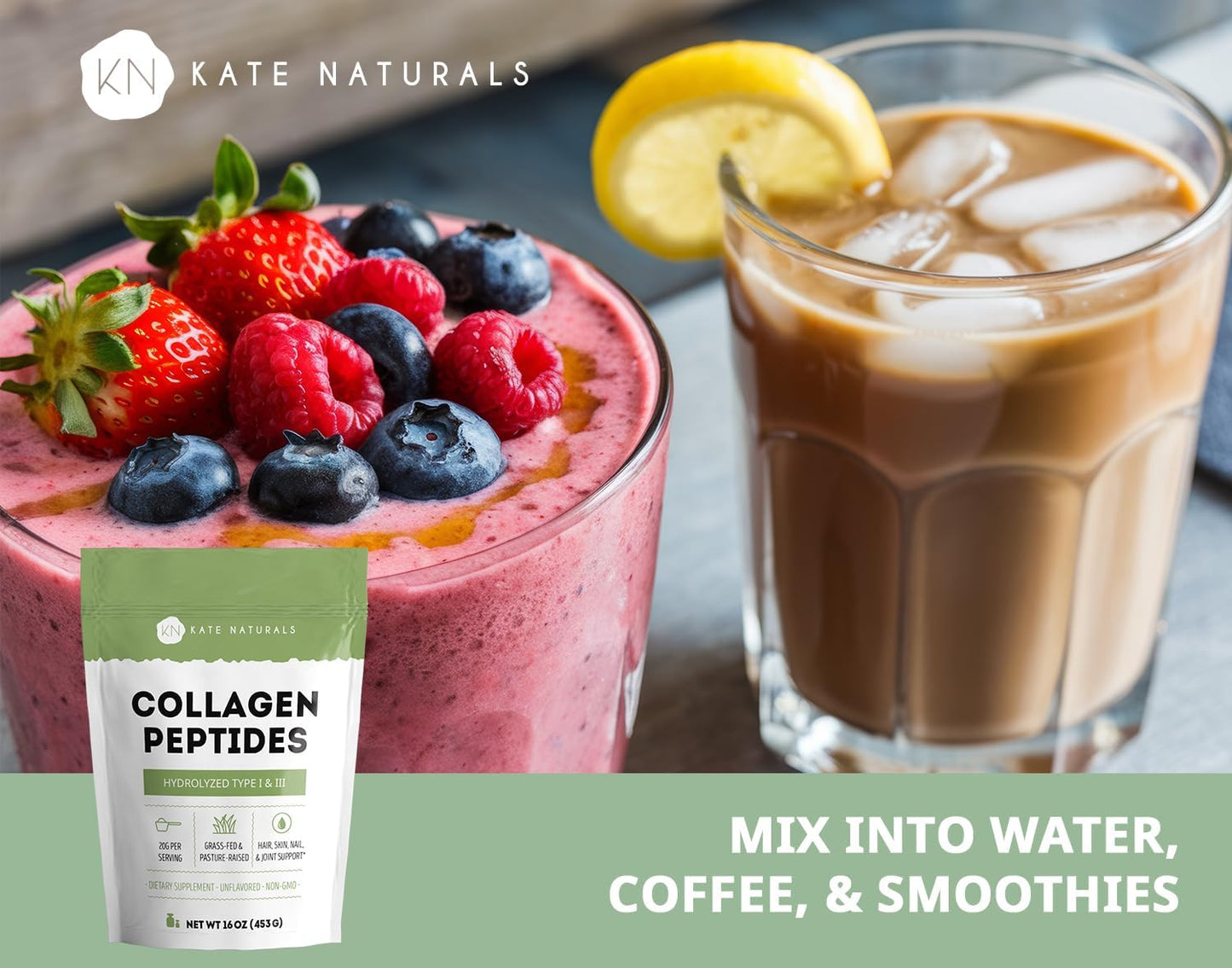 Kate Naturals Collagen Peptides Powder - 16oz