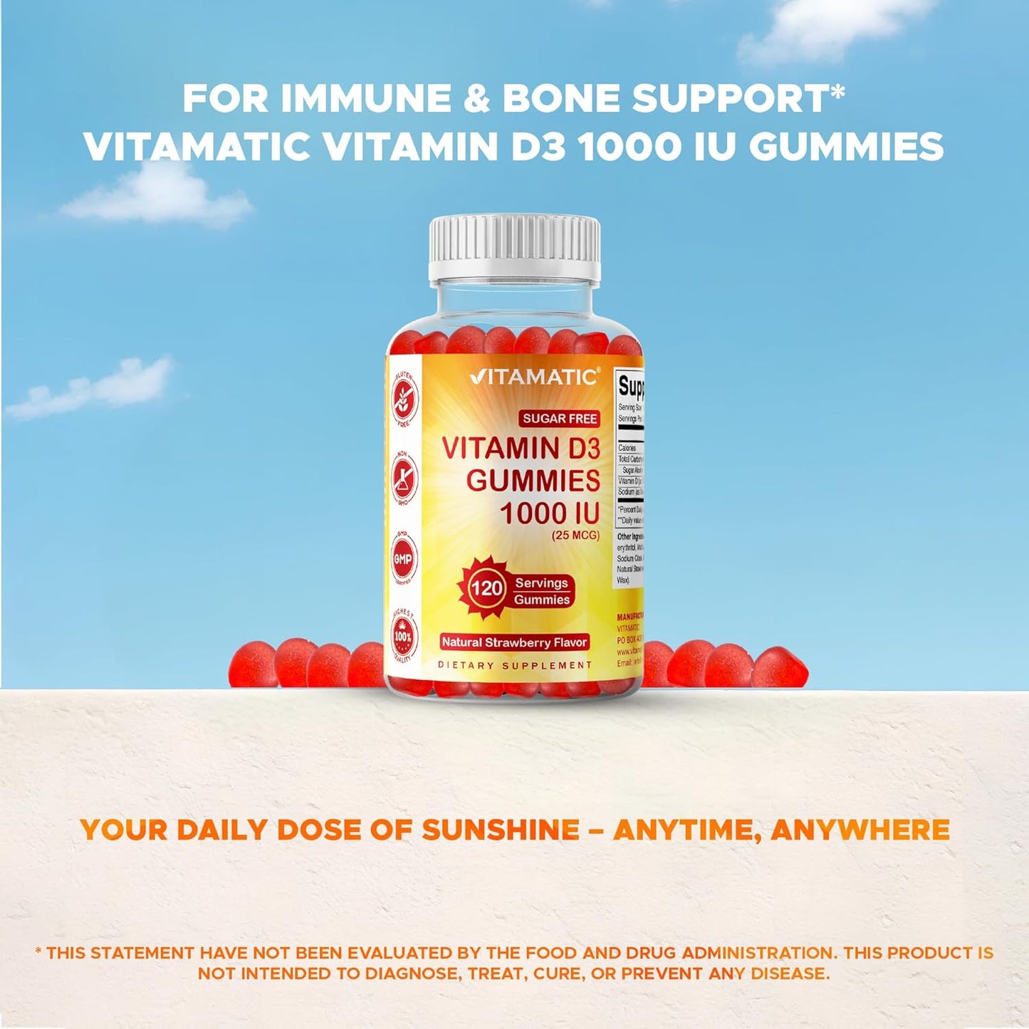 Vitamatic Sugar Free Vitamin D3 - 120 Gummies