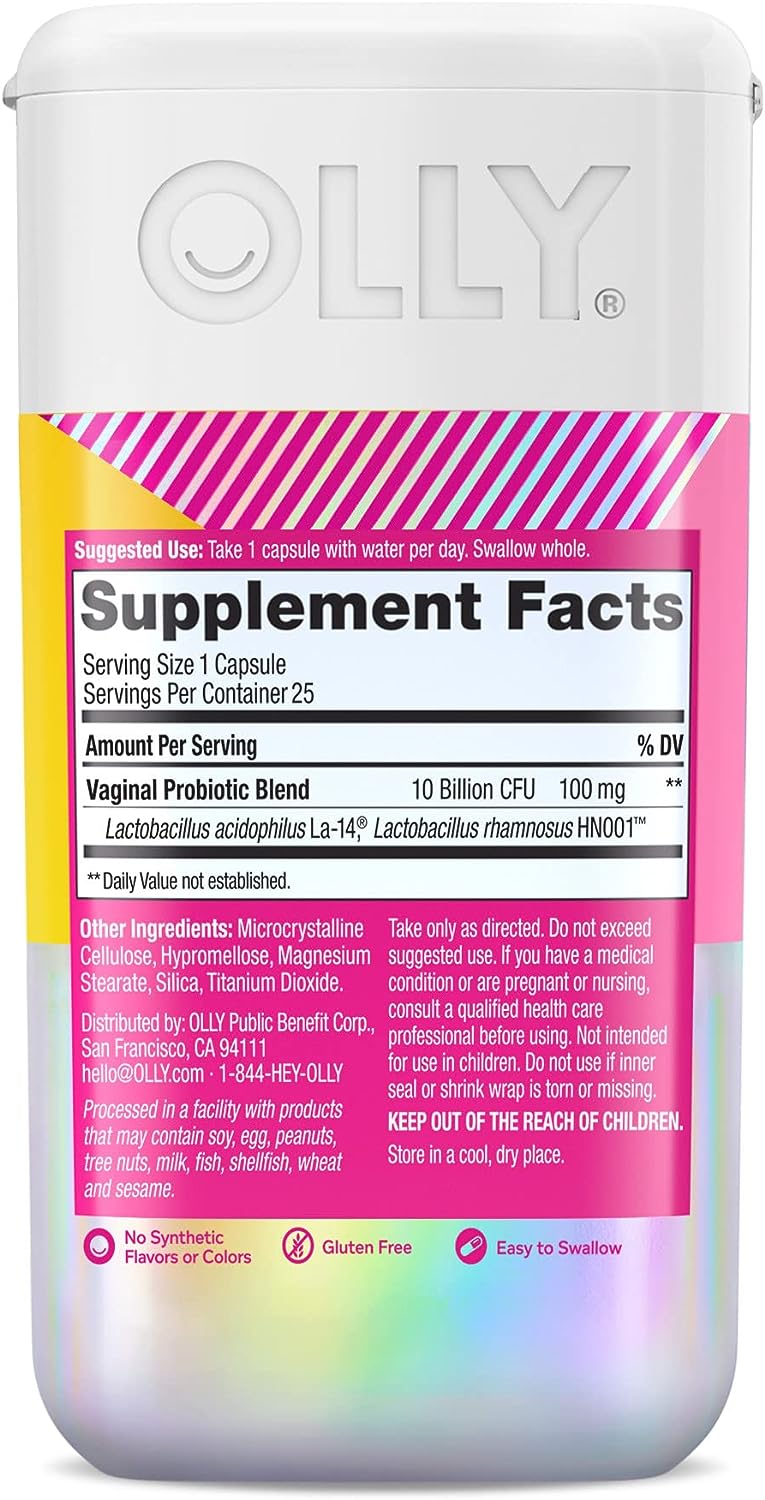 OLLY Happy Hoo-Ha Capsules, Probiotic for Women, Gluten Free - 25 Count