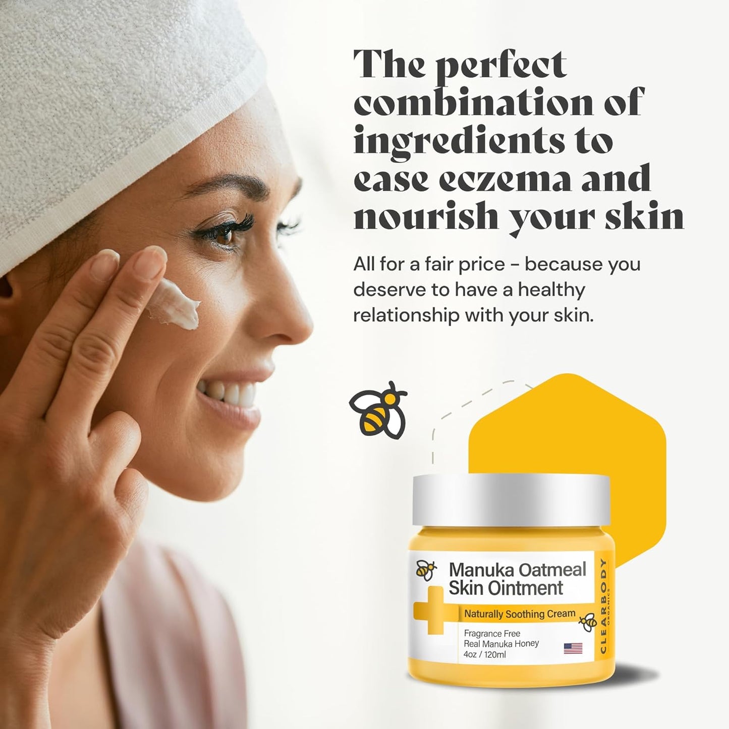 Clearbody Organics 4 oz. Manuka Honey Cream with Colloidal Oatmeal