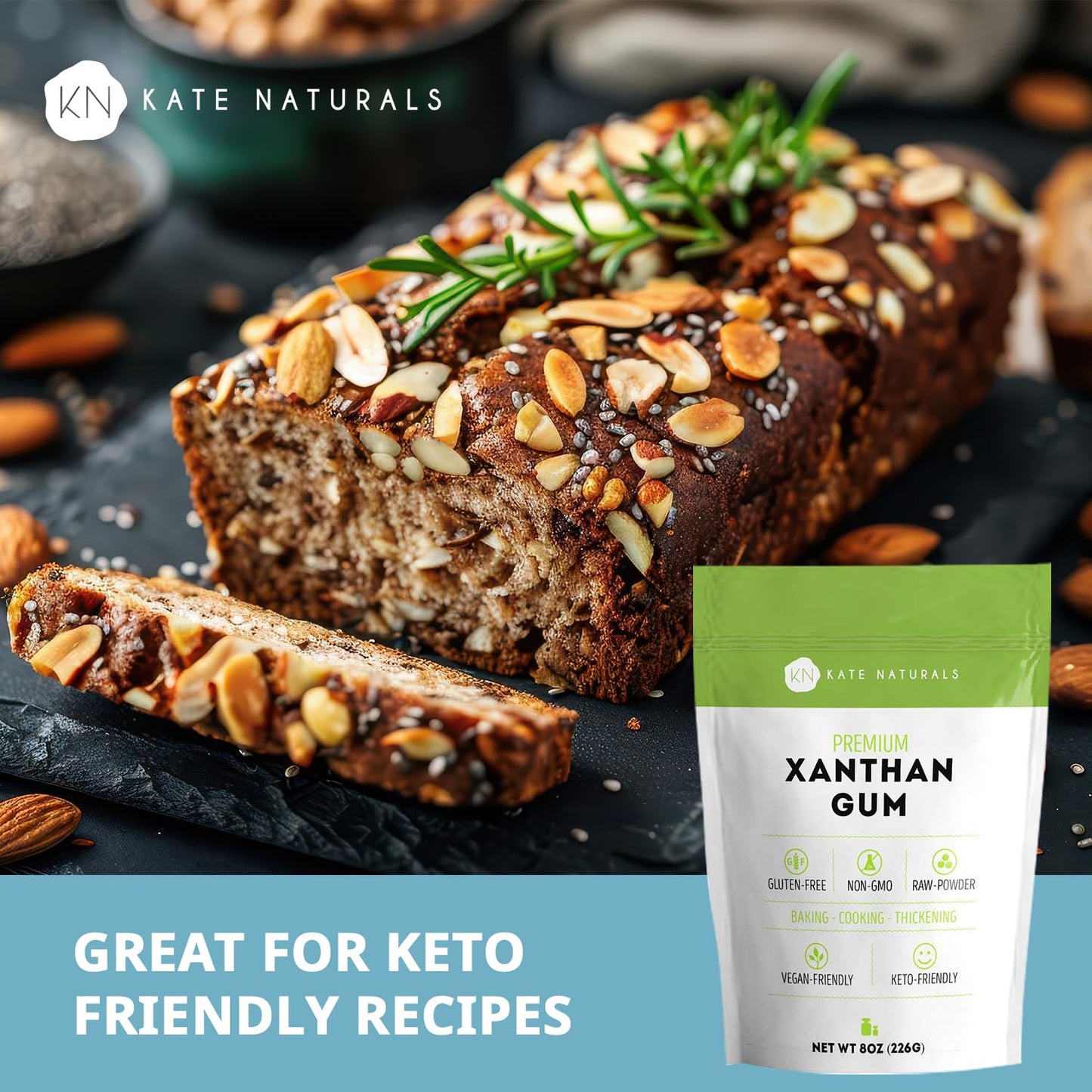 Kate Naturals Xanthan Gum for Baking, Ice Cream -8oz