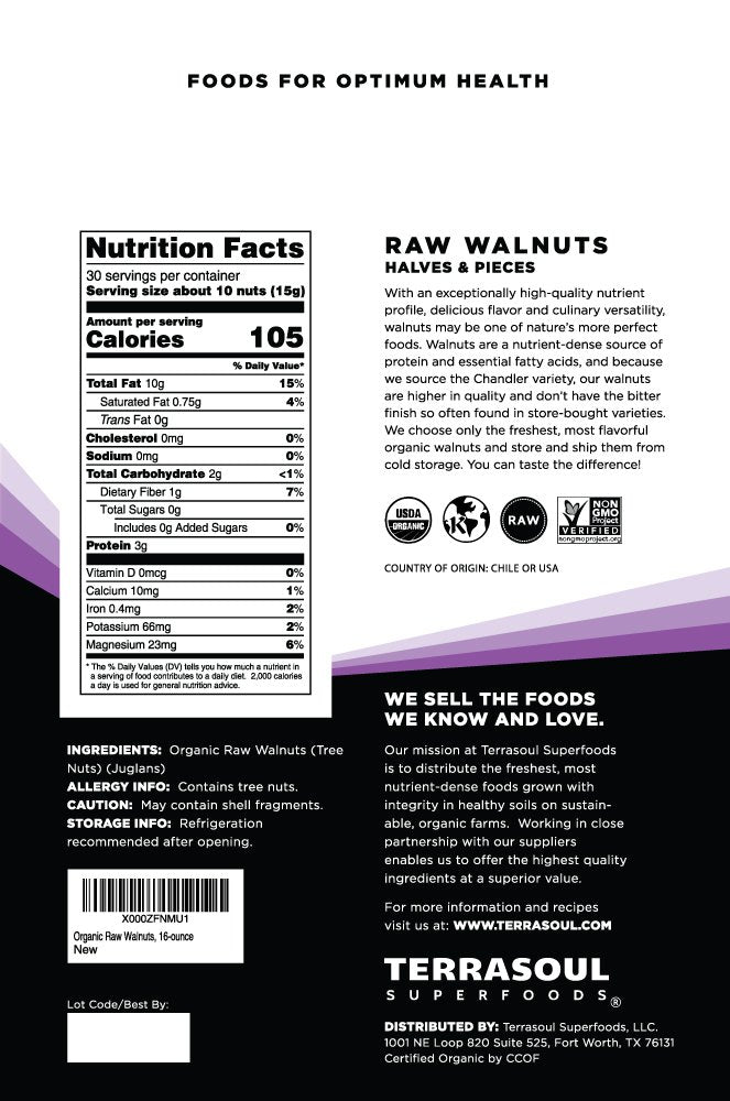 Terrasoul Superfoods Raw Organic Walnuts