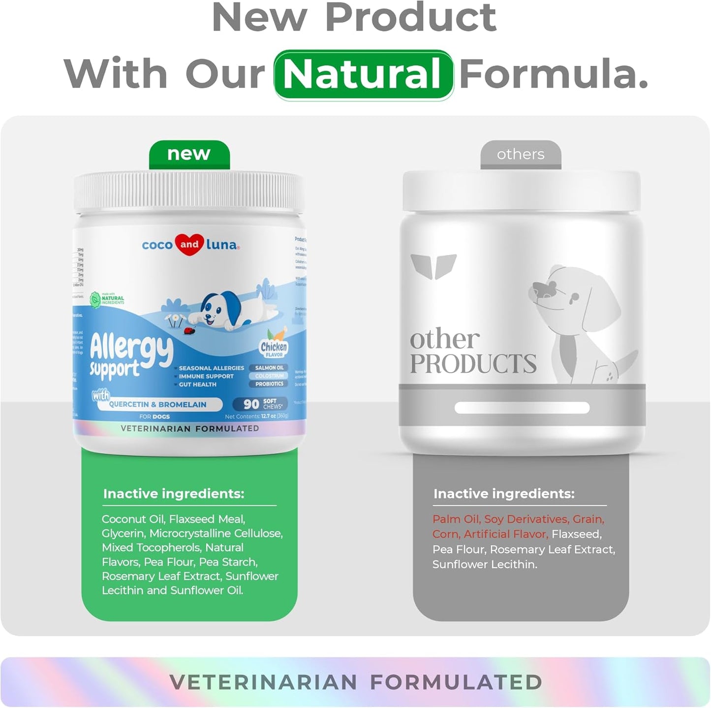 Coco and Luna Dog Allergy Relief - Itching Skin Support -90 soft chews