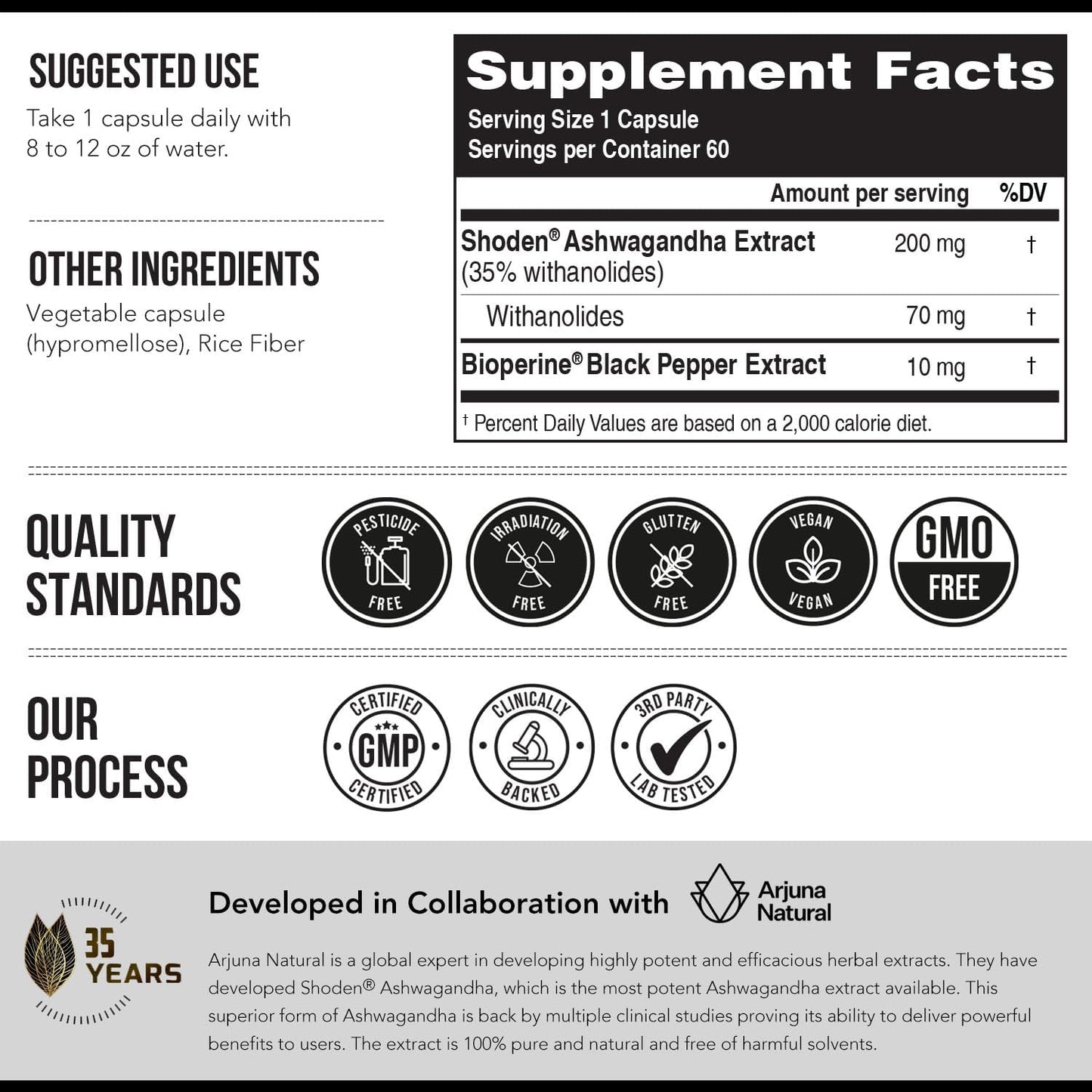 Ashwa-70®: Ashwagandha Extract - 35% Withanolides 60 Capsules