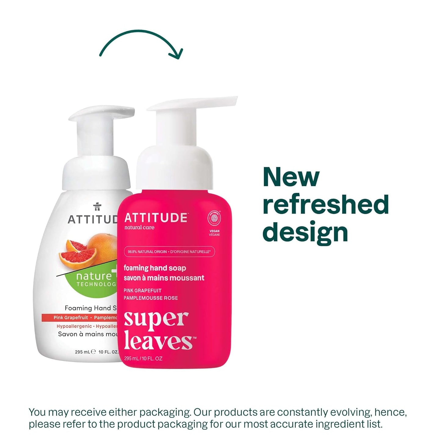 ATTITUDE Foaming Hand Soap,Pink Grapefruit, 10 Fl Oz