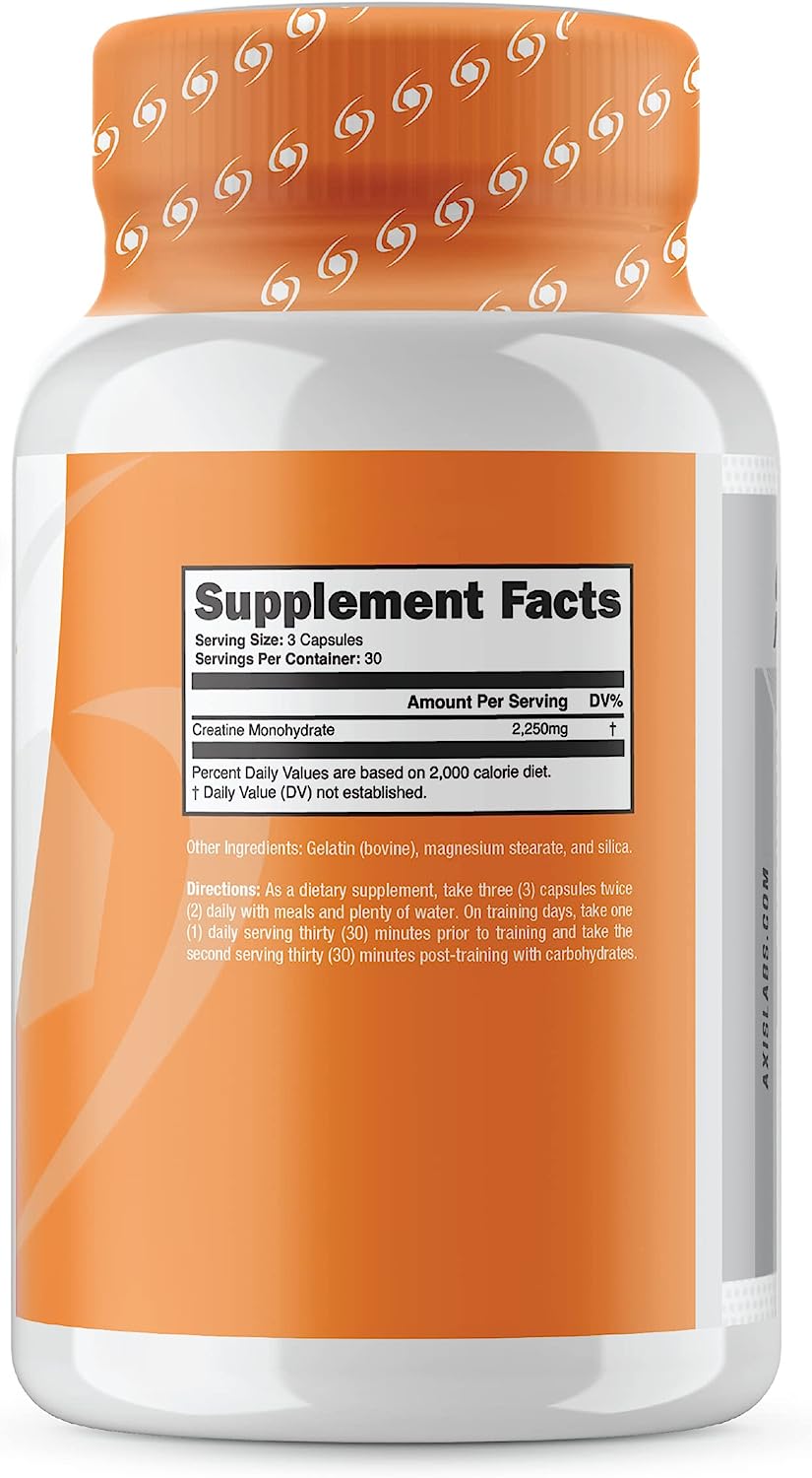 Axis Labs Micronized Creatine Monohydrate 90 Capsules - 30 Servings