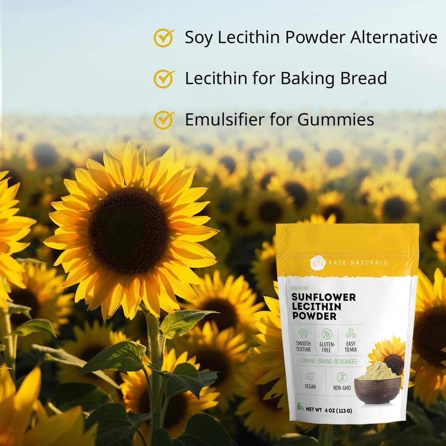 Kate Naturals Sunflower Lecithin Powder - 4 oz
