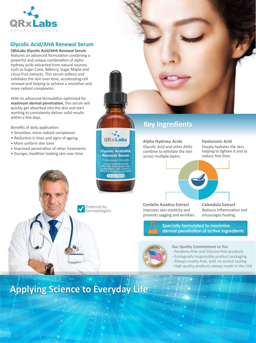 Glycolic Acid/AHA 15% Renewal Serum for Face - Intensive Brightening