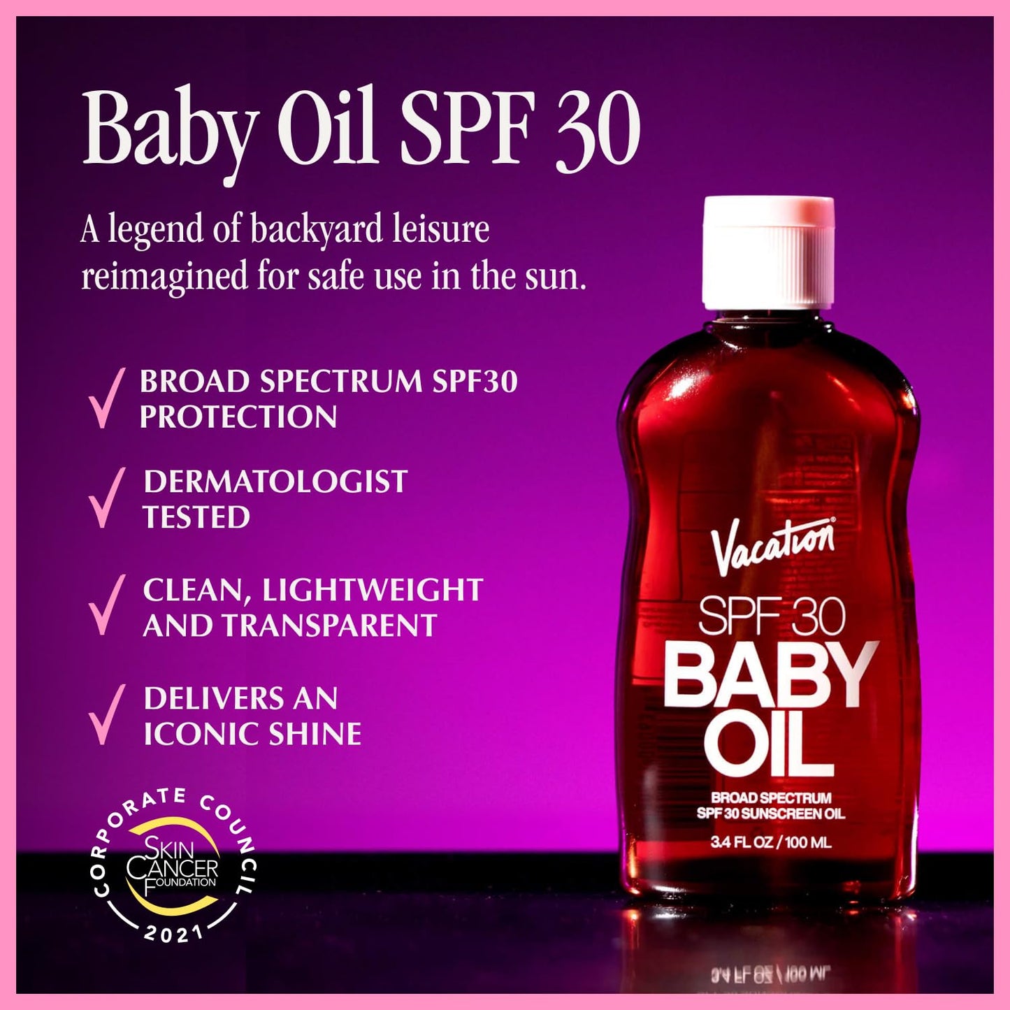 Vacation Baby Oil SPF 30 & Air Freshener Bundle,3.4 Fl. Oz.