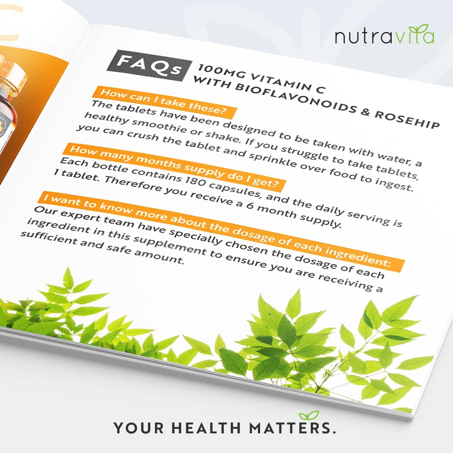 Vitamin C Bioflavonoids & Rosehip – 180 Premium Vegan & Vegetarian Tablets