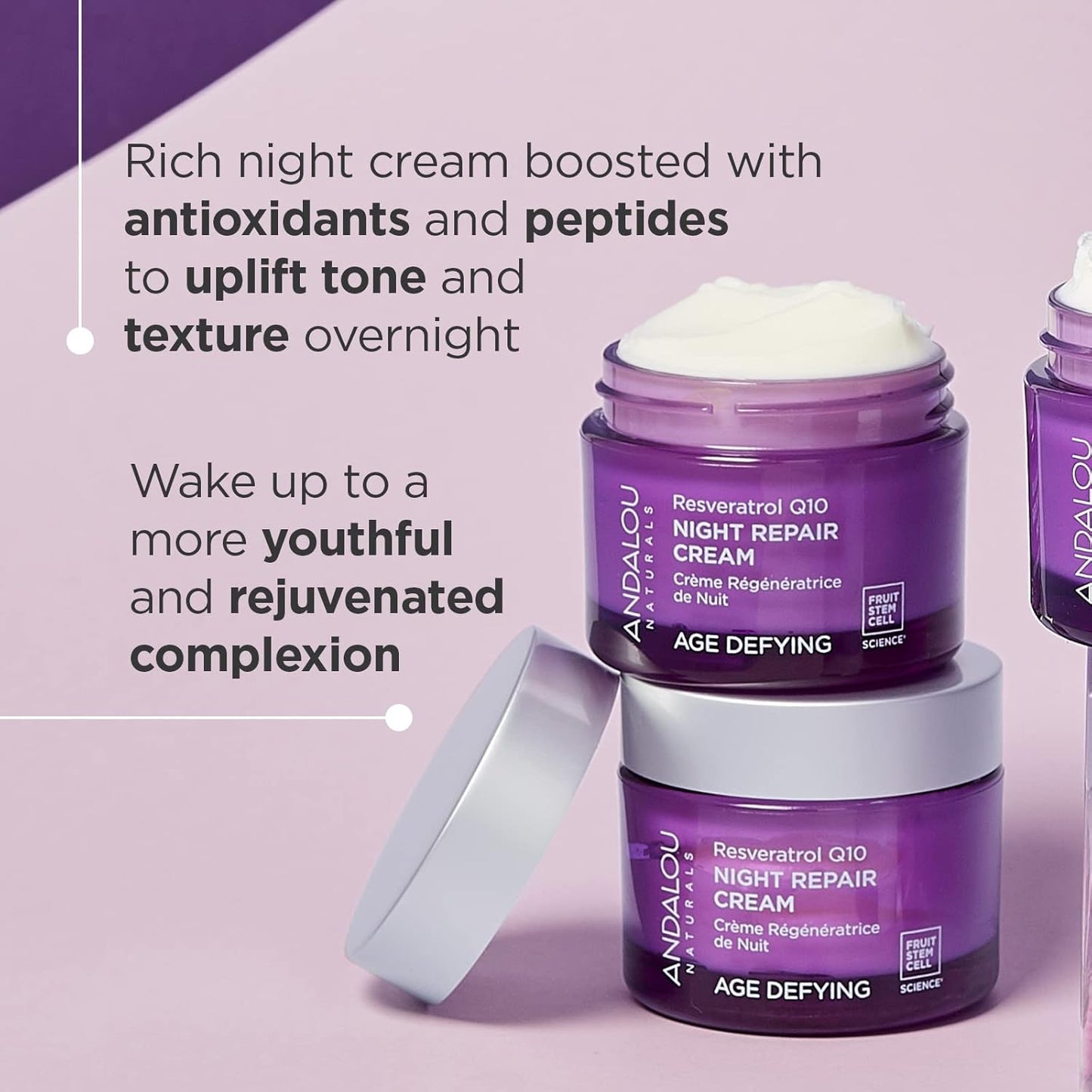 Andalou Naturals Resveratrol Q10 Night Repair Cream, 1.7 Ounce