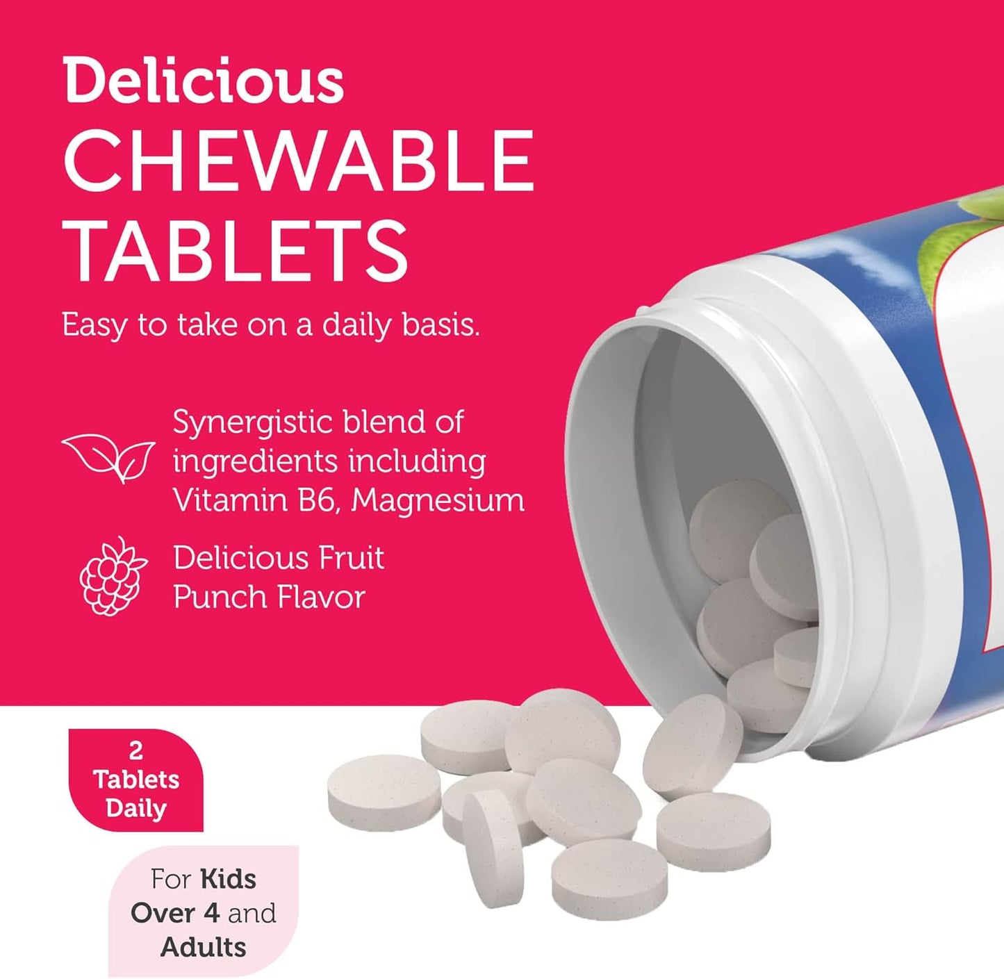 Zahler ChildCalm, Kosher Fruit Punch Chewable Magnesium - 60 Tablets