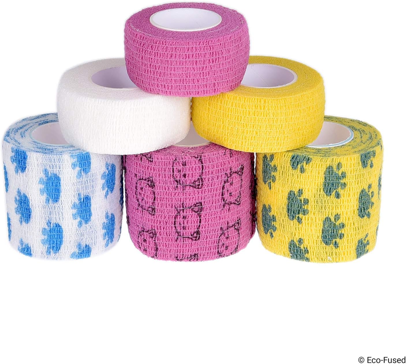 Eco-Fused Self Adhering Bandage - Injury Wrap Tape for Cats - Pack of 6