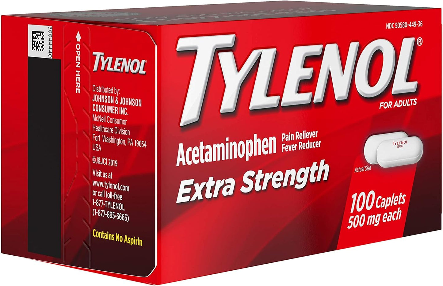 Tylenol Extra Strength Caplets with Acetaminophen Pain Reliever Fever Reduce 100 Count