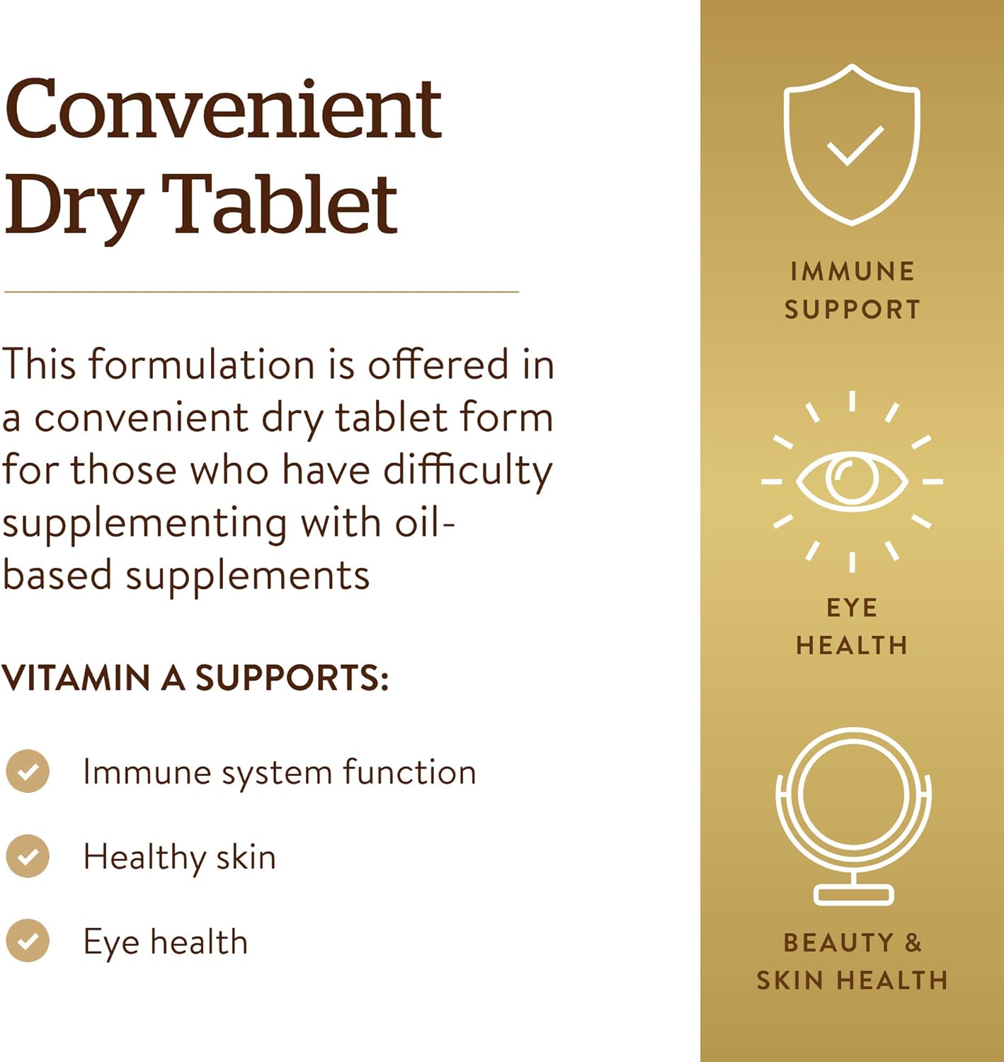 Solgar Dry Vitamin A 1500 mcg (5000 IU), 100 Tablets