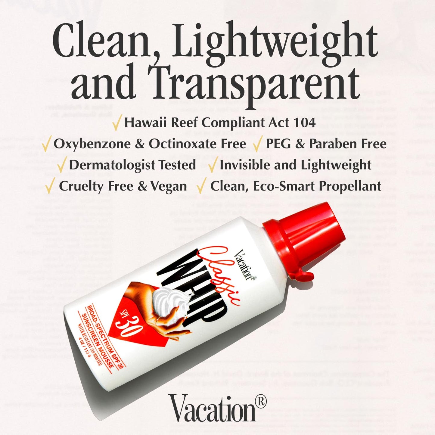 Vacation Classic Whip SPF 30 & Air Freshener Bundle 4 Oz.