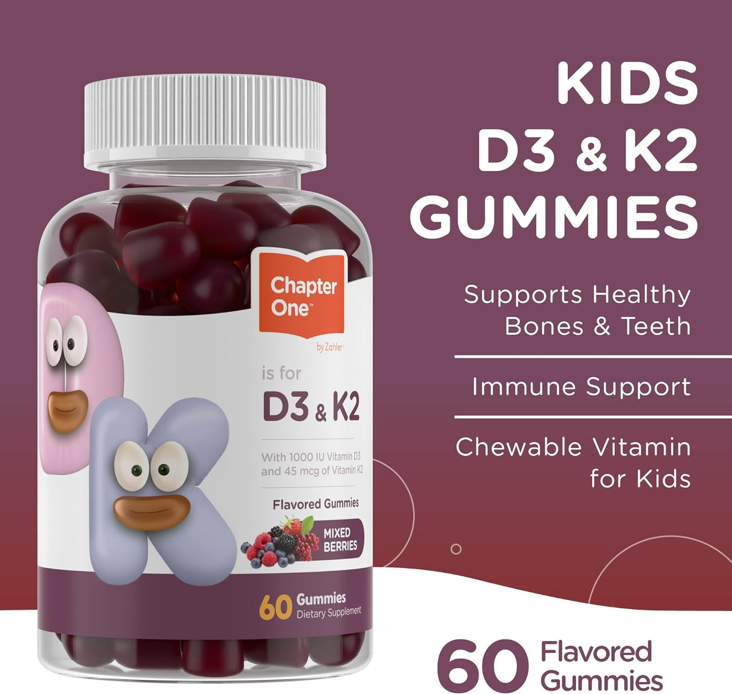 Zahler Chapter One Vitamin D3 K2 60 Gummies