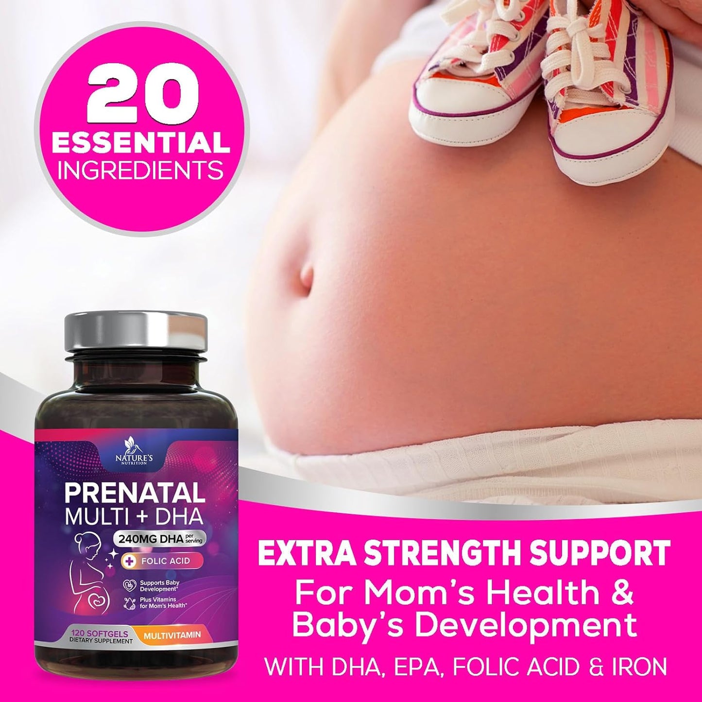 Women's Prenatal Multivitamin with Folic Acid & DHA - 120 Softgels