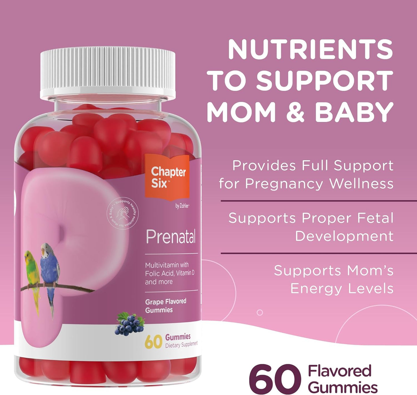 Zahler - Womens Prenatal Gummies - Grape Flavor 60 Count
