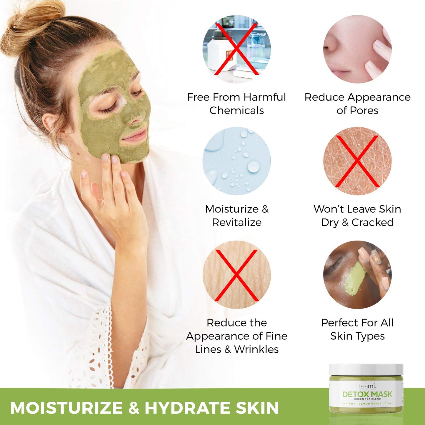 Teami Detox Face Mask for Hydraiting, Moisturizing & Purifying, Blackhead