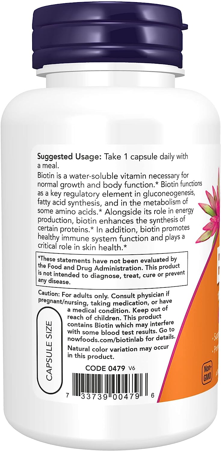 NOW Supplements, Biotin 10 mg (10,000 mcg), 120 Veg Capsules