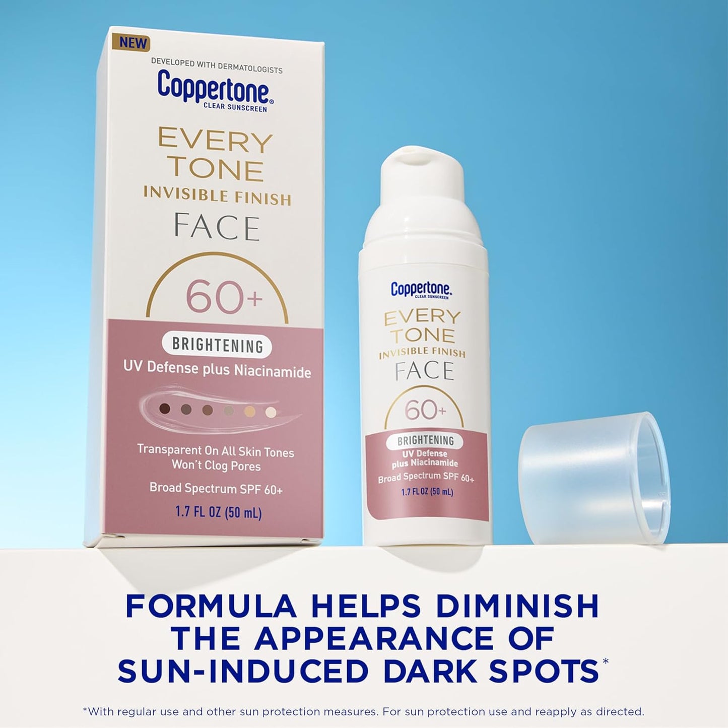 Coppertone Every Tone Invisible Finish SPF 60+ with Niacinamide,1.7 Fl Oz