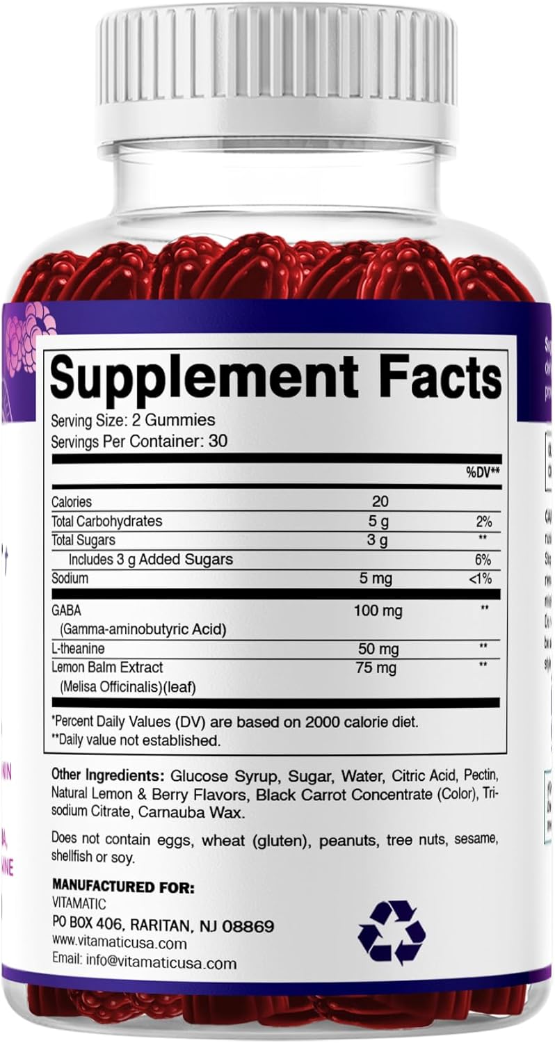Vitamatic Stress Relief Gummies– Lemon & Mixed Berry Flavor – 60 Gummies
