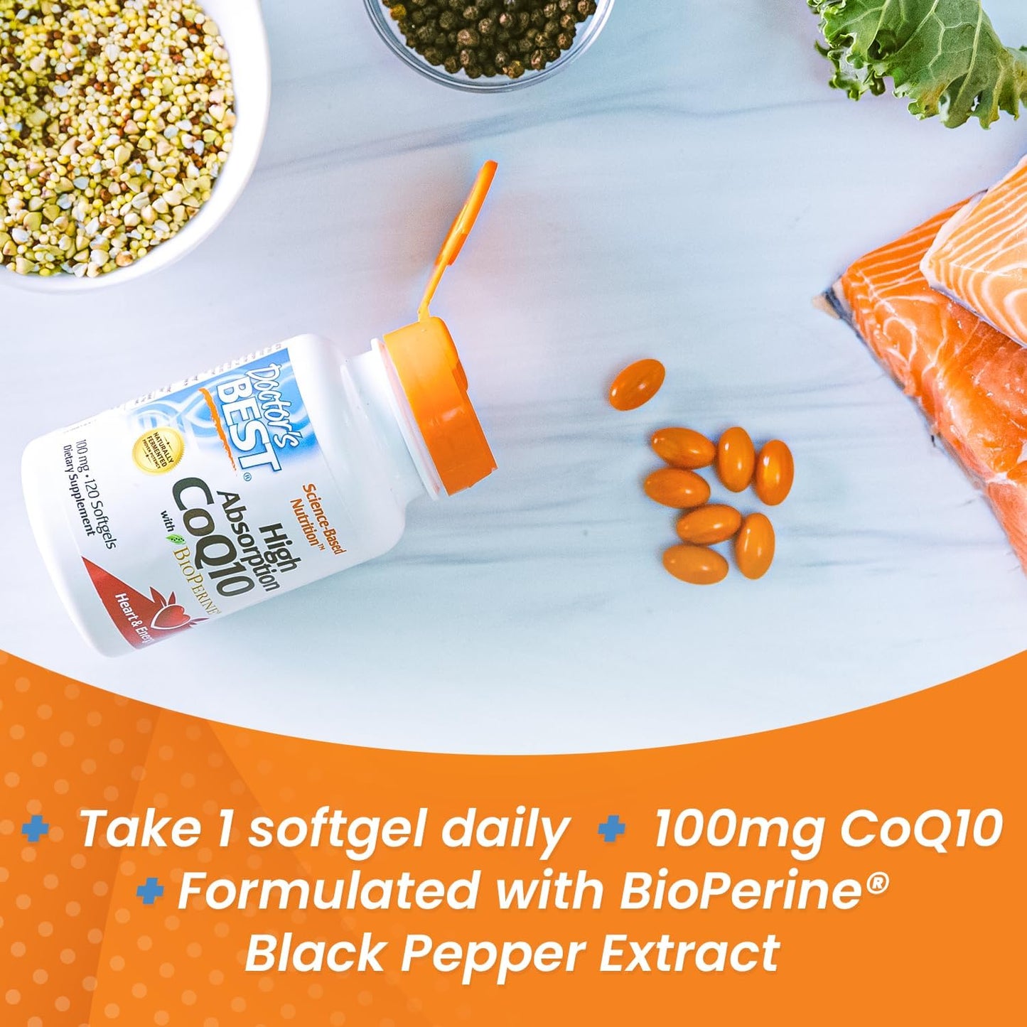 Doctor's Best High Absorption CoQ10 -100 mg, 120 Count