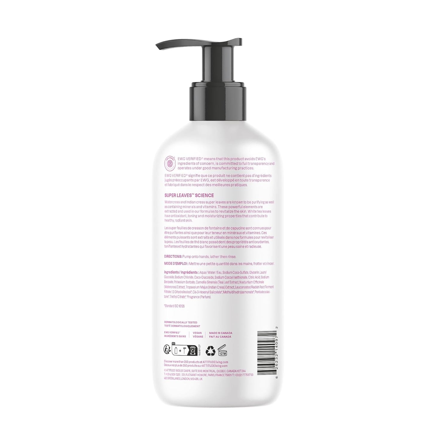 ATTITUDE Liquid Hand Soap,White Tea Leaves - 16 Fl Oz