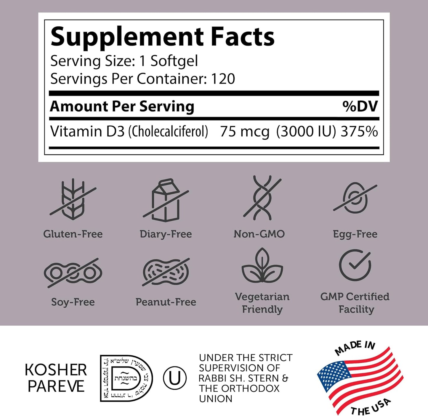 Zahler - Advanced Vitamin D3 3000 IU Softgels (120 Count)