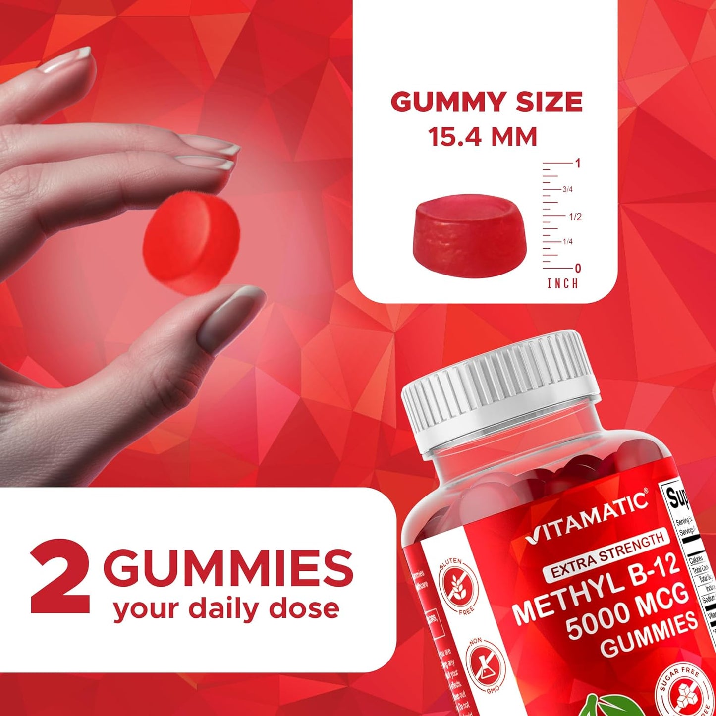 Vitamatic Extra Strength Vitamin B12 5000 mcg (Methyl B12) Gummies - 240 Count