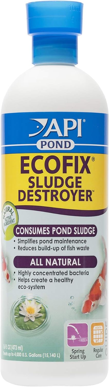 API POND ECOFIX SLUDGE DESTROYER Bacterial cleaner, Pond Water Clarifier and Sludge Remover Treatment 16-Ounce Bottle