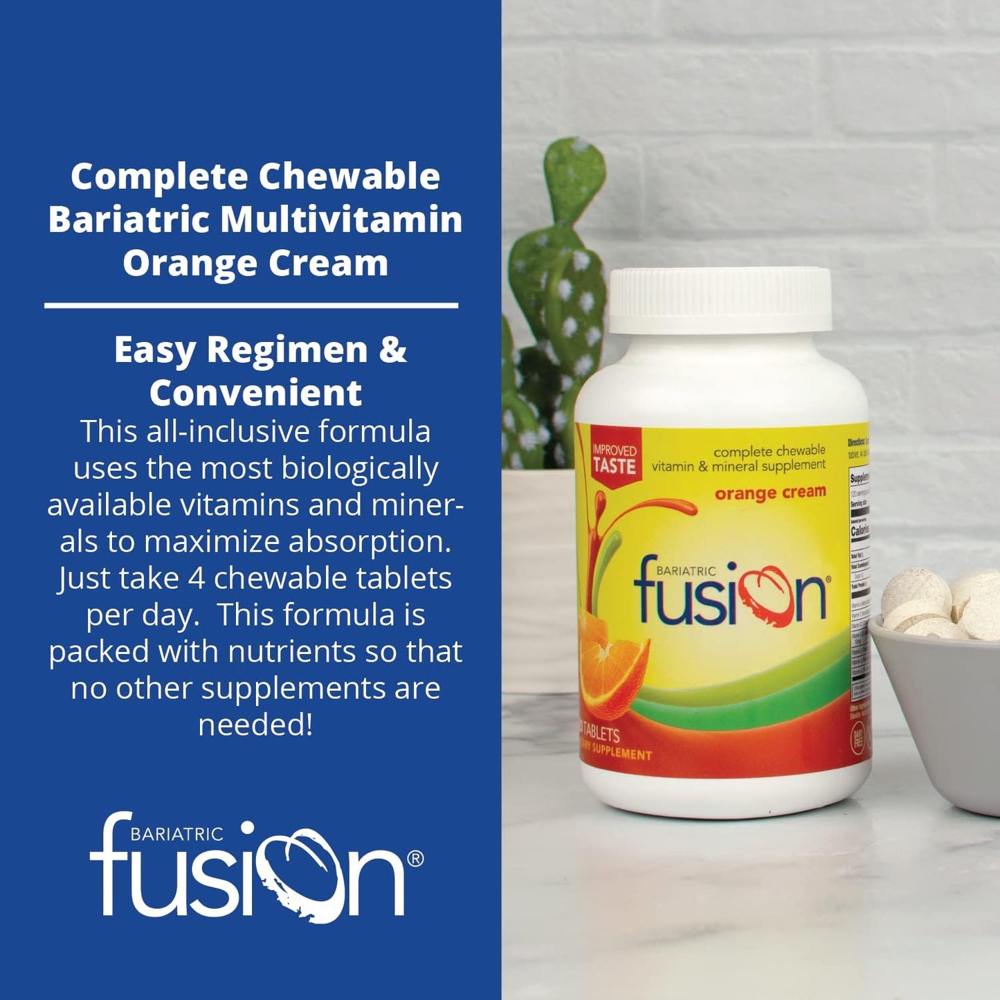Bariatric Fusion Orange Cream Flavored Complete Chewable - 120 Tablets