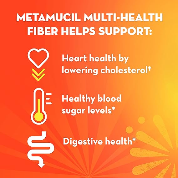 Metamucil Daily Fiber + Collagen, Psyllium Husk Powder, Sugar-Free with , Orange Flavored, 90 Doses
