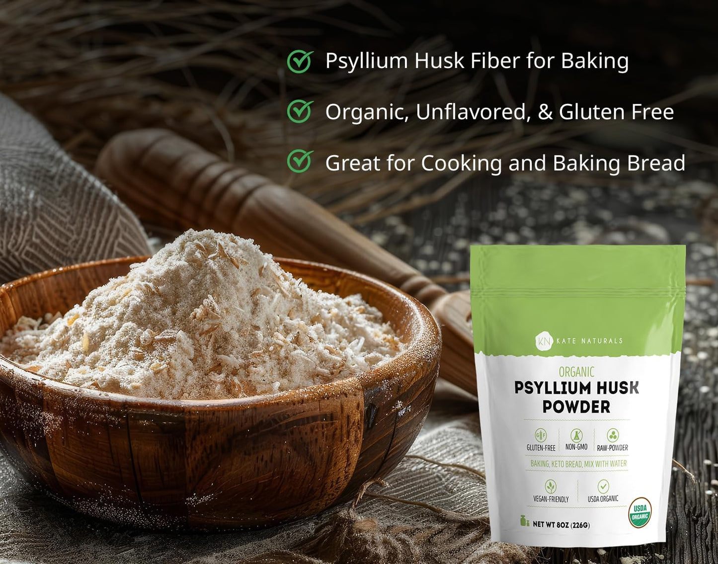 Kate Naturals Psyllium Husk Powder - 8oz