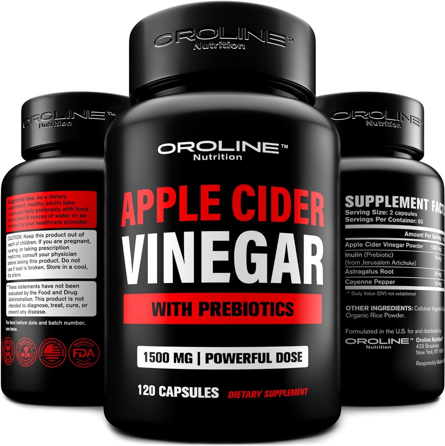 Apple Cider Vinegar Pills with Prebiotic - 120 capsules