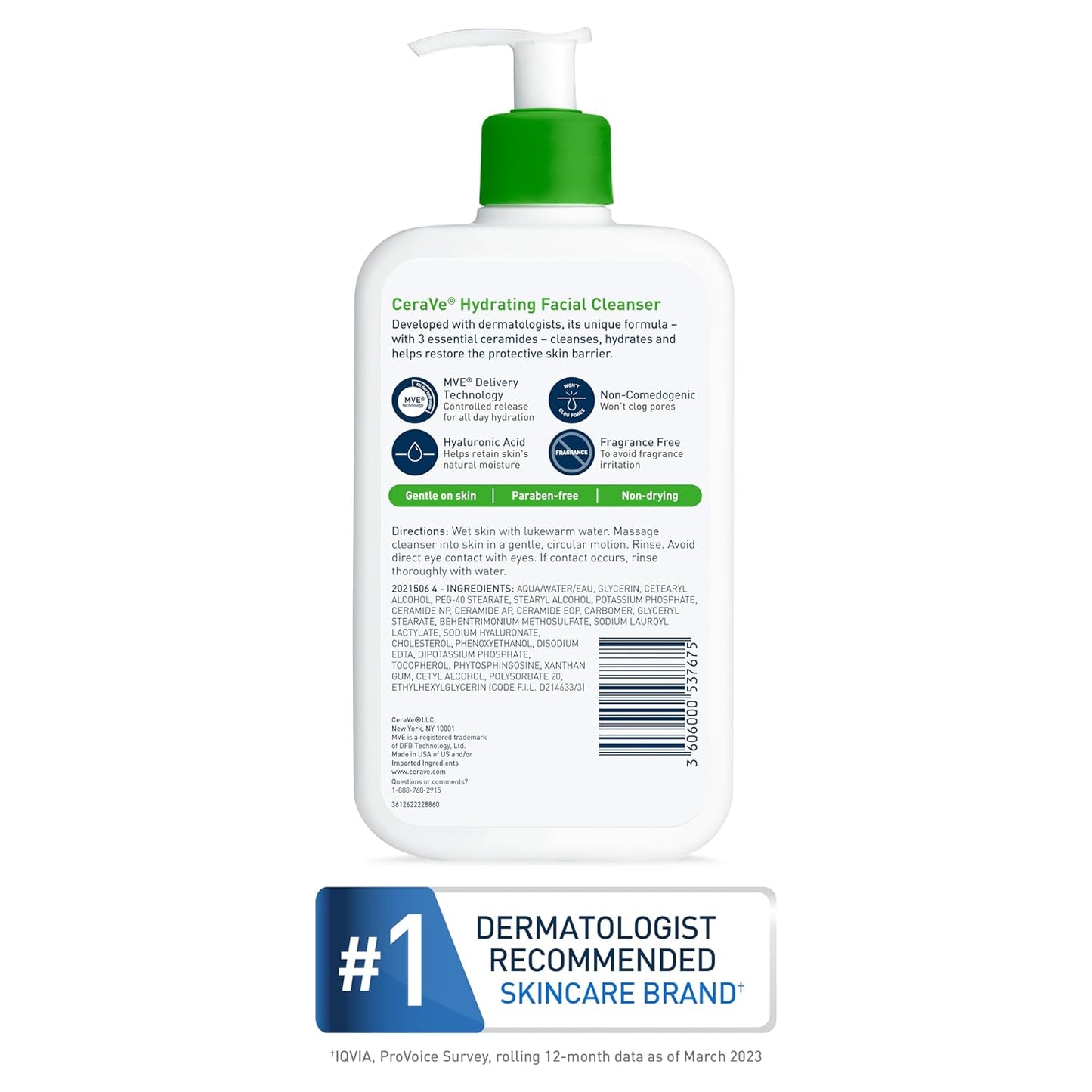 CeraVe Hydrating Facial Cleanser Moisturizing Non-Foaming Face Wash