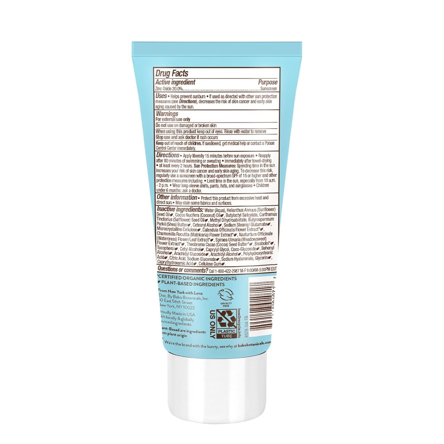 Babo Botanicals Sensitive Baby Mineral Sunscreen Lotion SPF50 -3 fl oz