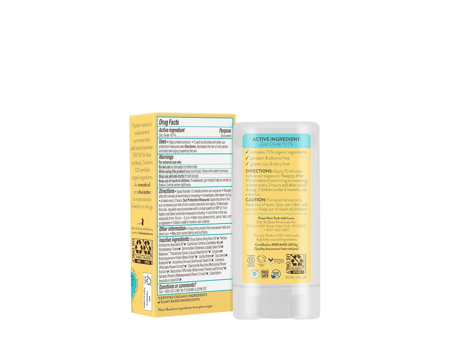 Babo Botanicals Super Shield SPF 50 Stick Sunscreen 0.6 oz