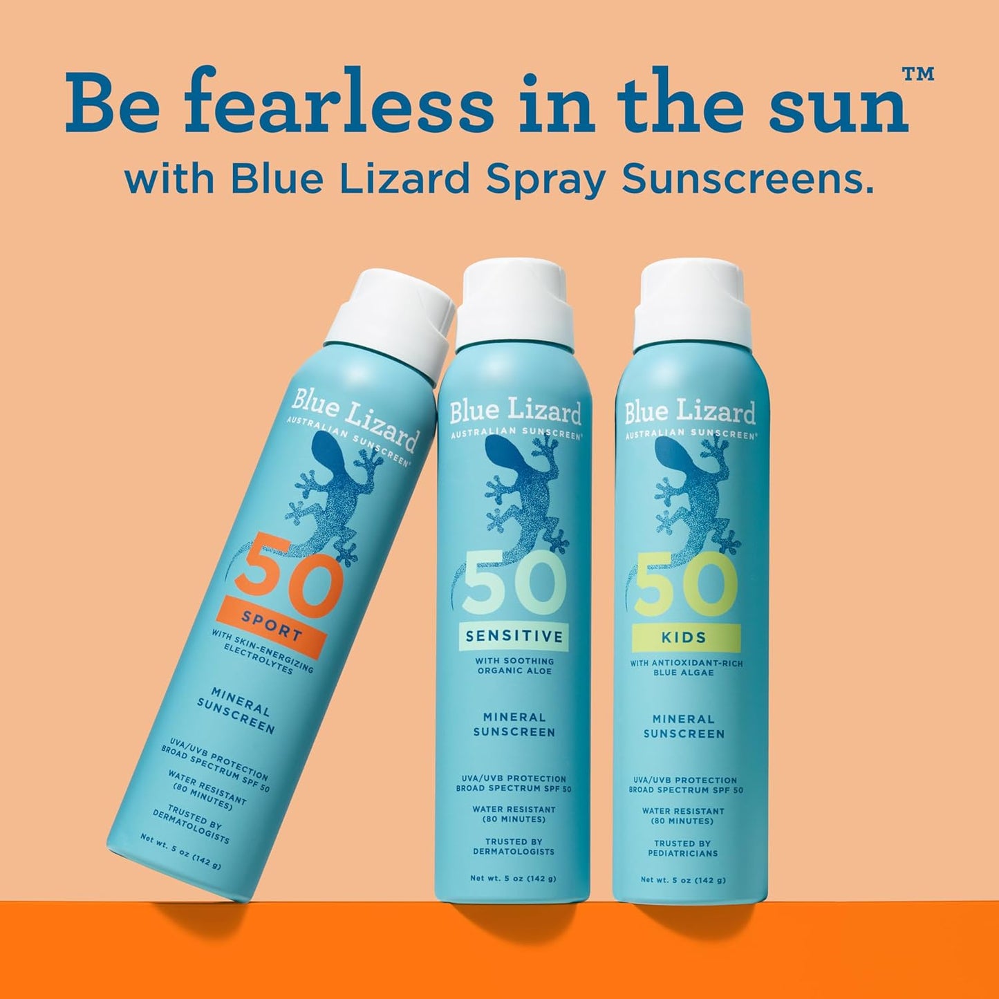 BLUE LIZARD Mineral Sunscreen Spray, SPF 50+ - 5 fl oz Pack of 2