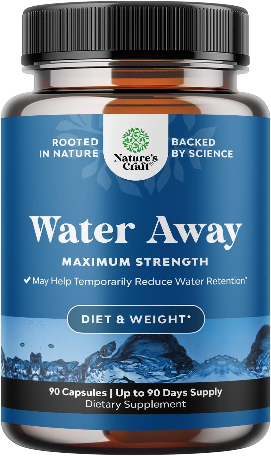 Water Away Pills Maximum Strength - Herbal Diuretic 90 capsules