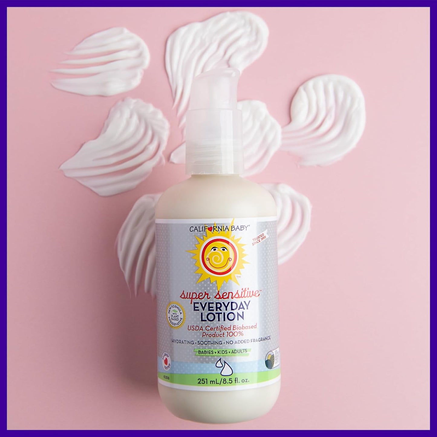 California Baby Super Sensitive Unscented Lotion 100% Plant-Based Moisturizer 8.5 oz