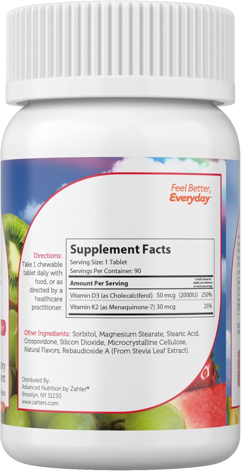 Zahler - Junior Vitamin D3 + K2 Chewable 90 Tablets